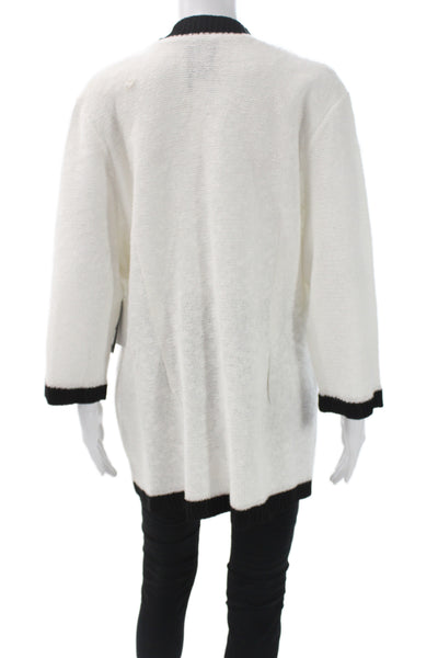 Nic + Zoe Women V-Neck Cardigan White 3/4 Sleeve Cotton Blend Size 1X