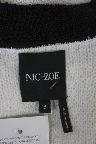 Nic + Zoe Women V-Neck Cardigan White 3/4 Sleeve Cotton Blend Size 1X