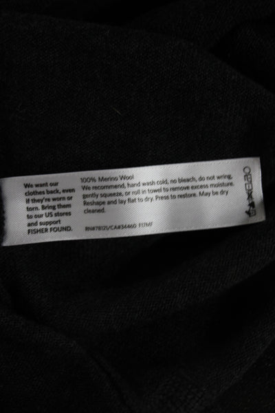 Eileen Fisher Women Pullover Sweater Merino Wool Gray Mock Neck Sleeve Size PL