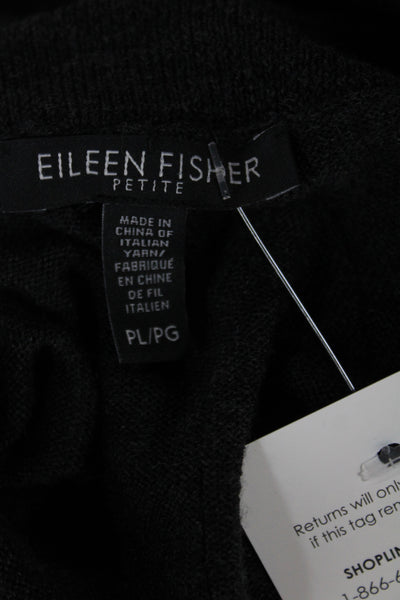 Eileen Fisher Women Pullover Sweater Merino Wool Gray Mock Neck Sleeve Size PL