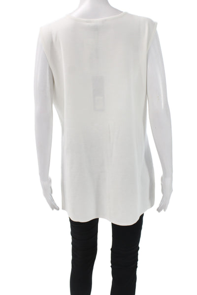 Misook Women Sleeveless Scoop Neck Tunic Tank White Size L
