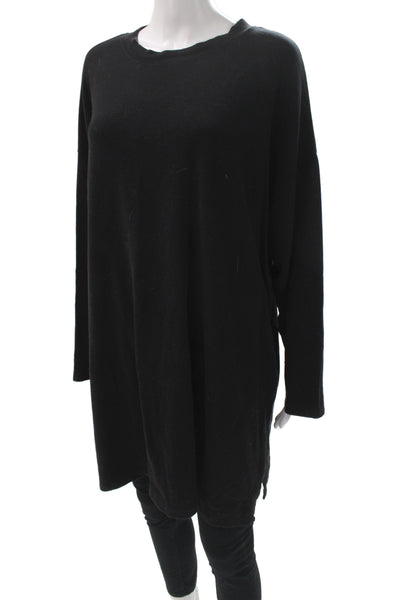Eileen Fisher Womens Tunic Black Long Sleeve Crew Neck TENCEL Lyocell Size 1X