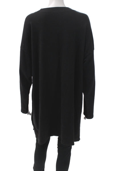 Eileen Fisher Womens Tunic Black Long Sleeve Crew Neck TENCEL Lyocell Size 1X