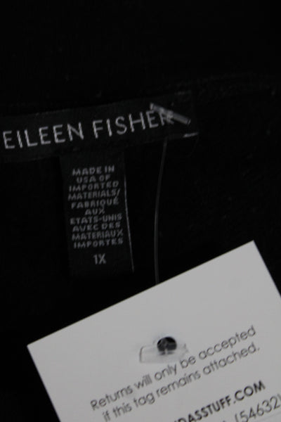 Eileen Fisher Womens Tunic Black Long Sleeve Crew Neck TENCEL Lyocell Size 1X