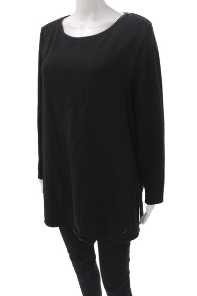 Eileen Fisher Women Black Tunic T-Shirt Long Sleeve Scoop Neck Size XL