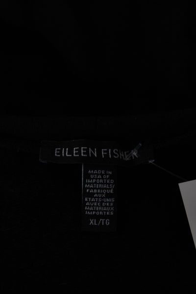 Eileen Fisher Women Black Tunic T-Shirt Long Sleeve Scoop Neck Size XL
