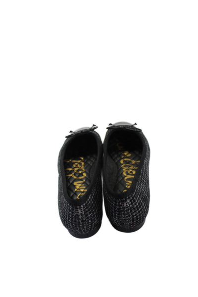 Sam Edelman Womens Tweed Plaid Bow Detail Ballet Flats Shoes Black Size 9M