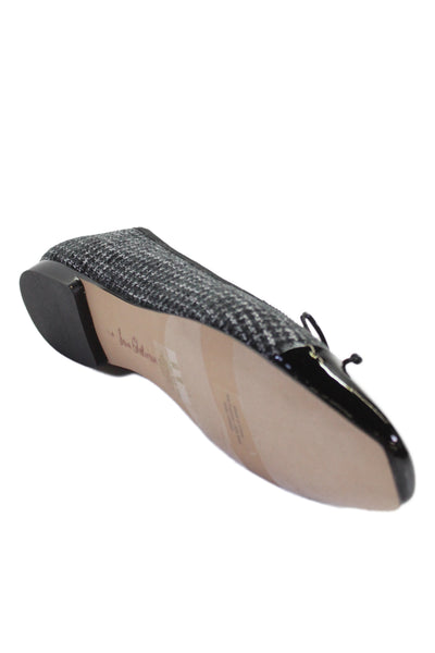 Sam Edelman Womens Tweed Plaid Bow Detail Ballet Flats Shoes Black Size 9M