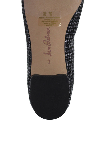Sam Edelman Womens Tweed Plaid Bow Detail Ballet Flats Shoes Black Size 9M