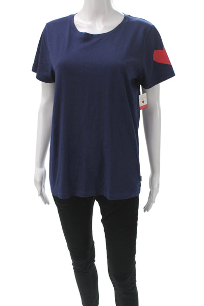 J Crew Women Blue Jersey Crew Neck Short Sleeve Cotton T-Shirt St Jude Size M