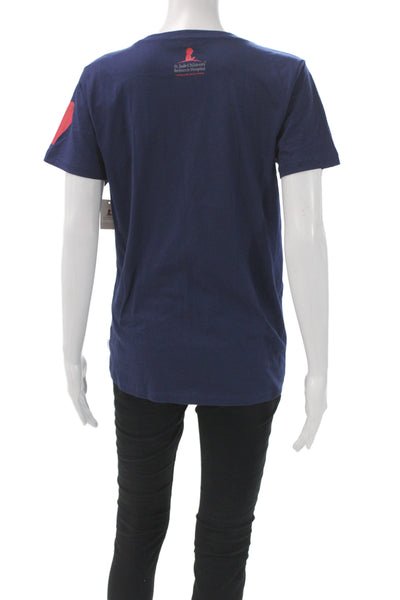 J Crew Women Blue Jersey Crew Neck Short Sleeve Cotton T-Shirt St Jude Size M