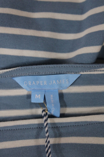 Draper James Women Blue Striped Jersey Blouse Boat Neck 3/4 Sleeve Size M