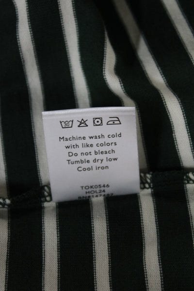 Draper James Women Striped Boat Neck 3/4 Sleeve T-Shirt Green Size M
