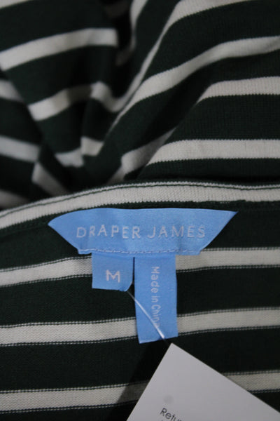 Draper James Women Striped Boat Neck 3/4 Sleeve T-Shirt Green Size M