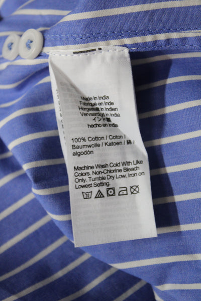 J Crew Women Blue Striped Cotton Collared Tunic Button-Up Long Sleeve Size PM