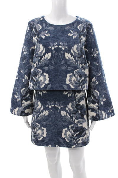 Natori Womens Tunic Collared Floral 3/4 Sleeve Short Size S
