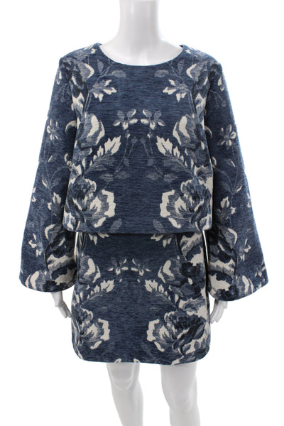 Natori Womens Tunic Collared Floral 3/4 Sleeve Short Size S