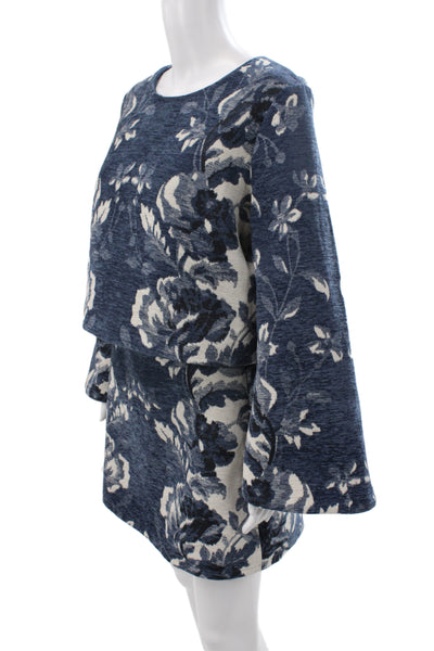 Natori Womens Tunic Collared Floral 3/4 Sleeve Short Size S