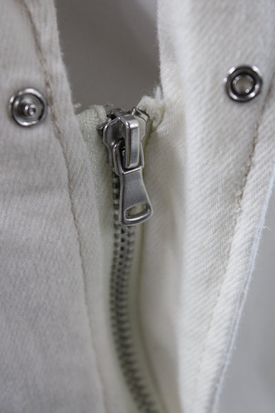Paige Women White Collared Short Sleeve Jumpsuit Buckle Size 4