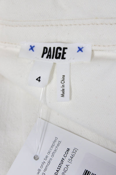 Paige Women White Collared Short Sleeve Jumpsuit Buckle Size 4
