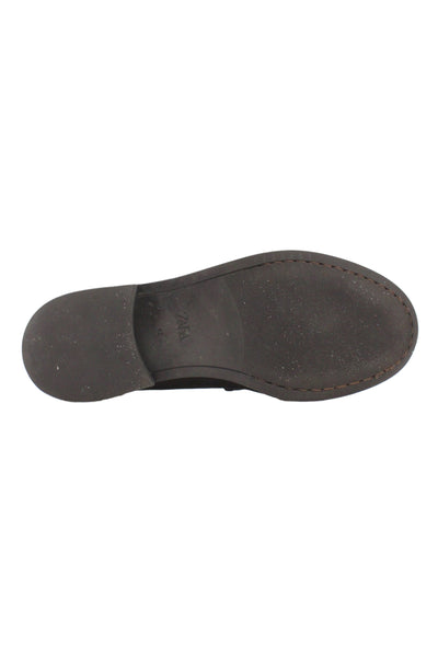 Zara Mens Leather Round Toe Slip-On Dress Loafers Brown Size 12