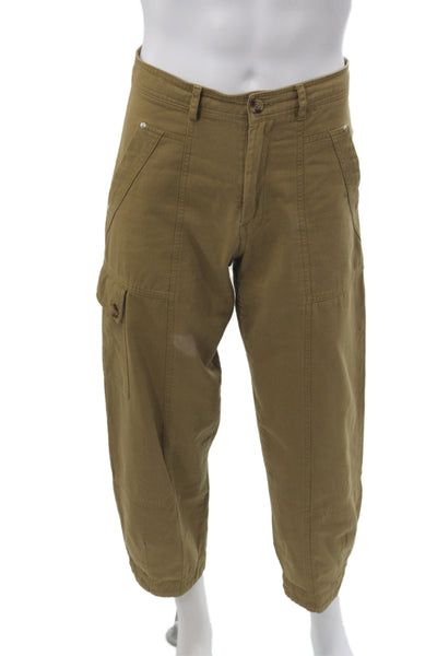 Anthropologie Womens Cargo Brown Cotton Button Pants Size 4