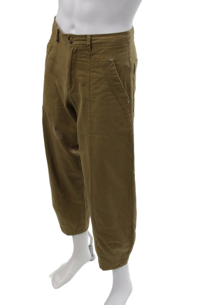 Anthropologie Womens Cargo Brown Cotton Button Pants Size 4
