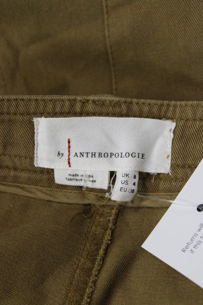 Anthropologie Womens Cargo Brown Cotton Button Pants Size 4