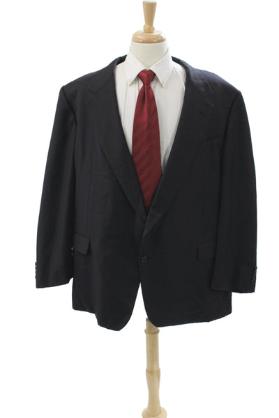 Hickey Freeman for Nordstrom Mens Black 100% Wool Blazer Button Size 52