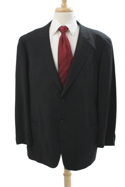 Armani Collezioni Mens 2 Piece Suit Jacket Black Wool Button Classic Size 46