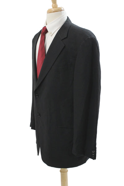 Armani Collezioni Mens 2 Piece Suit Jacket Black Wool Button Classic Size 46