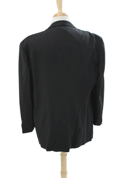 Armani Collezioni Mens 2 Piece Suit Jacket Black Wool Button Classic Size 46