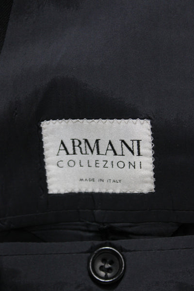 Armani Collezioni Mens 2 Piece Suit Jacket Black Wool Button Classic Size 46