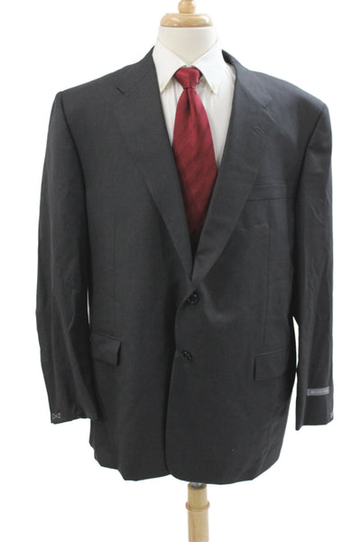 Hickey Freeman Mens Gray Wool Blazer Button Solid Size 50
