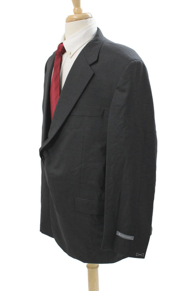 Hickey Freeman Mens Gray Wool Blazer Button Solid Size 50