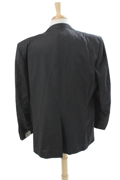 Hickey Freeman Mens Gray Wool Blazer Button Solid Size 50
