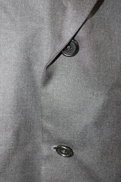 Hickey Freeman Mens Gray Wool Blazer Button Solid Size 50