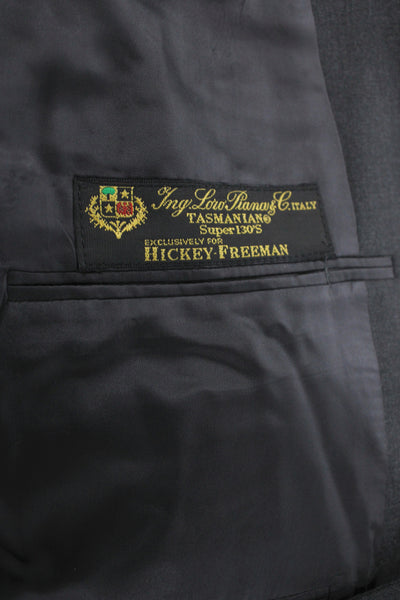 Hickey Freeman Mens Gray Wool Blazer Button Solid Size 50
