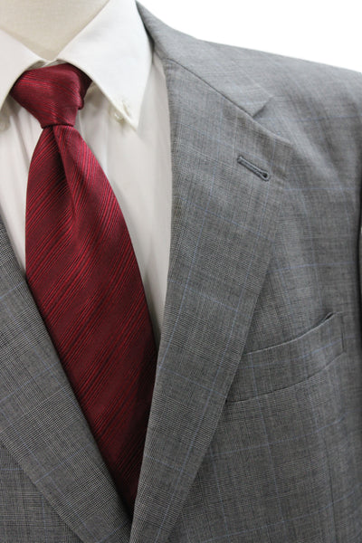 Hart Schaffner Marx Mens 2 Piece Plaid Gray Suit Jacket Button Classic Size 44