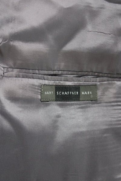 Hart Schaffner Marx Mens 2 Piece Plaid Gray Suit Jacket Button Classic Size 44