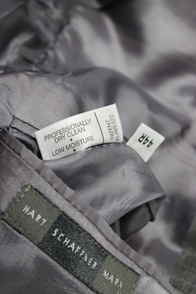Hart Schaffner Marx Mens 2 Piece Plaid Gray Suit Jacket Button Classic Size 44