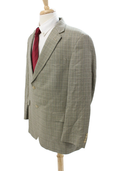 Hart Schaffner Marx Men Gray Wool Plaid Blazer Button Closure Size M