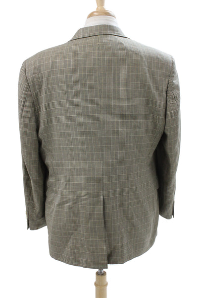 Hart Schaffner Marx Men Gray Wool Plaid Blazer Button Closure Size M