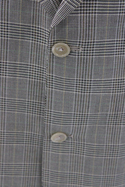 Hart Schaffner Marx Men Gray Wool Plaid Blazer Button Closure Size M