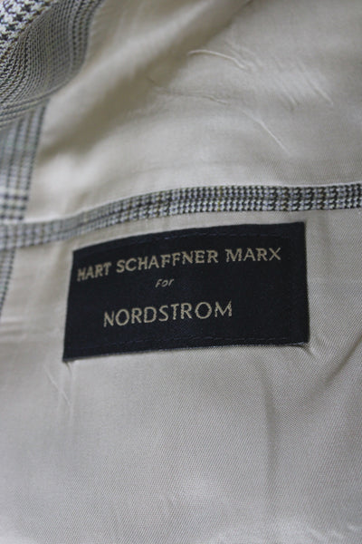 Hart Schaffner Marx Men Gray Wool Plaid Blazer Button Closure Size M