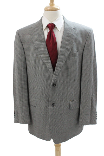 Hart Schaffner Marx Mens Gray Check Rayon Blazer Button Size 44