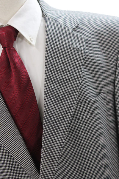 Hart Schaffner Marx Mens Gray Check Rayon Blazer Button Size 44