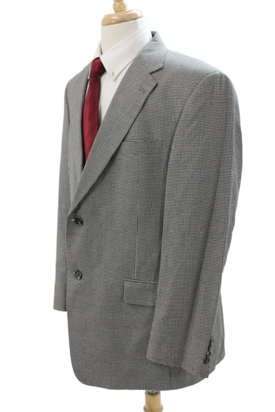 Hart Schaffner Marx Mens Gray Check Rayon Blazer Button Size 44