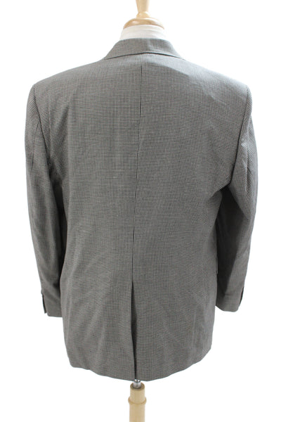 Hart Schaffner Marx Mens Gray Check Rayon Blazer Button Size 44