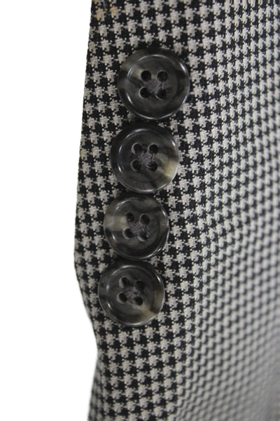 Hart Schaffner Marx Mens Gray Check Rayon Blazer Button Size 44